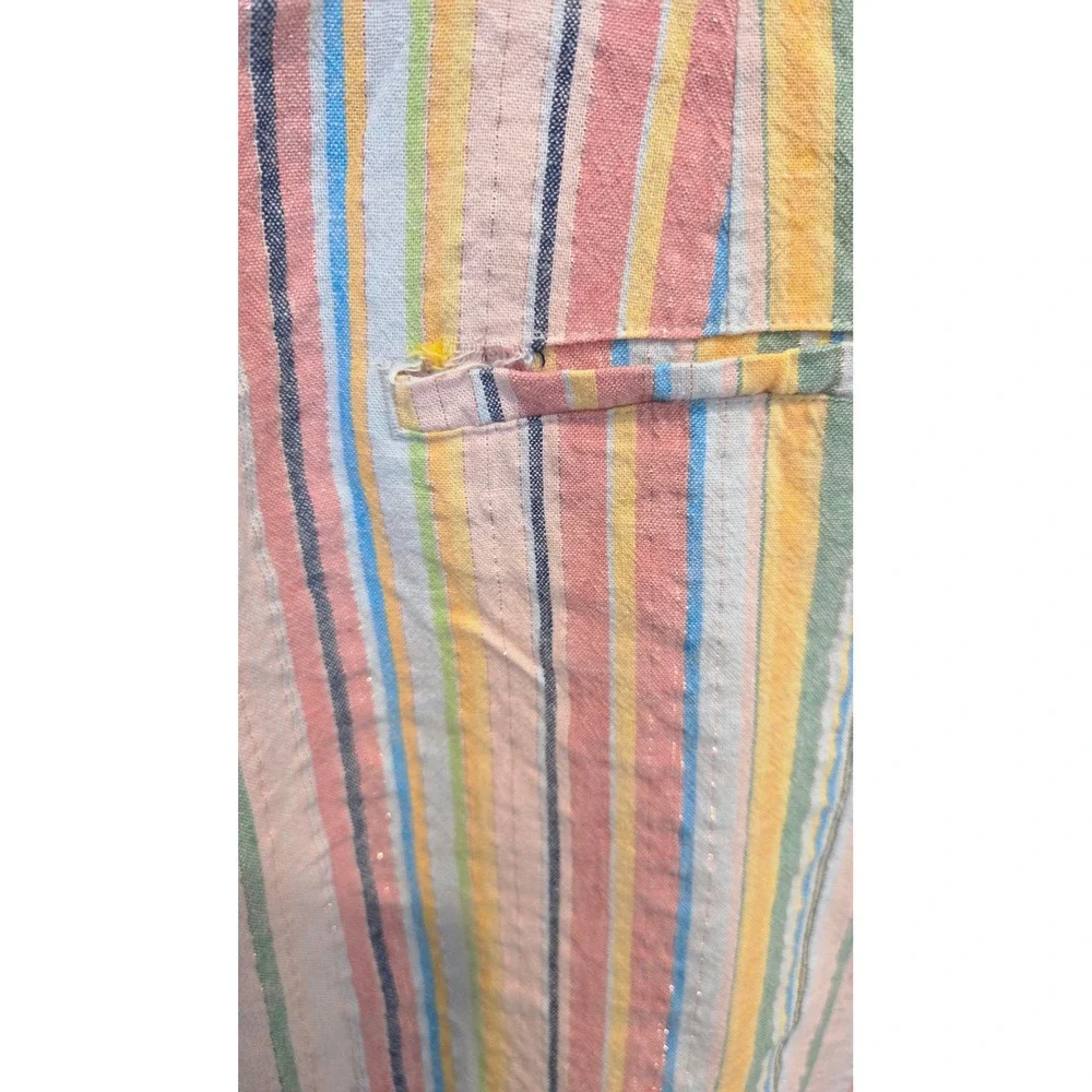 Cato Striped Linen Blend Shorts High Rise Pink Multi Coastal Boho Size 16 - Picture 6 of 9